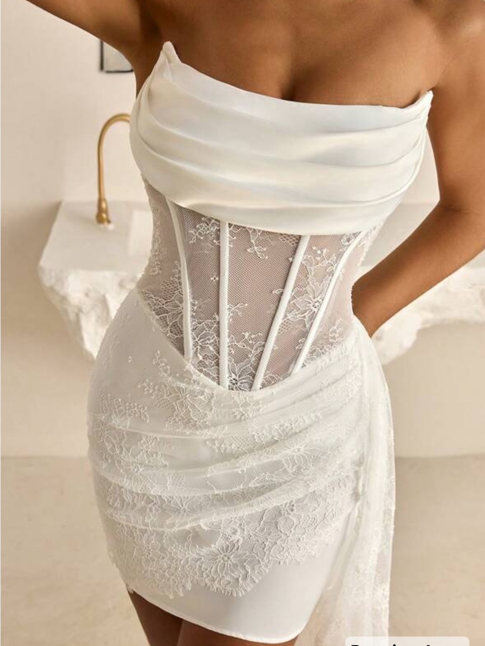 Strapless White Lace Corset Bodycon Dress